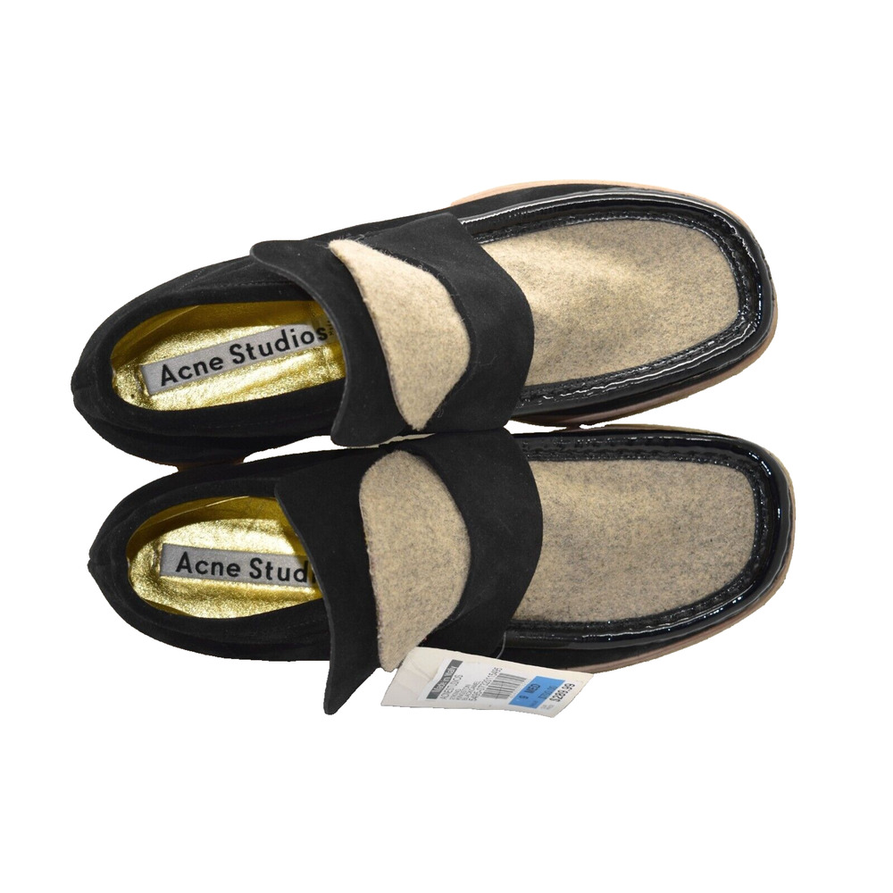 B5 Auth ACNE STUDIOS Black Suede Camel Tongue Patent Trim Kingston Boots Size 39 - Picture 6 of 9